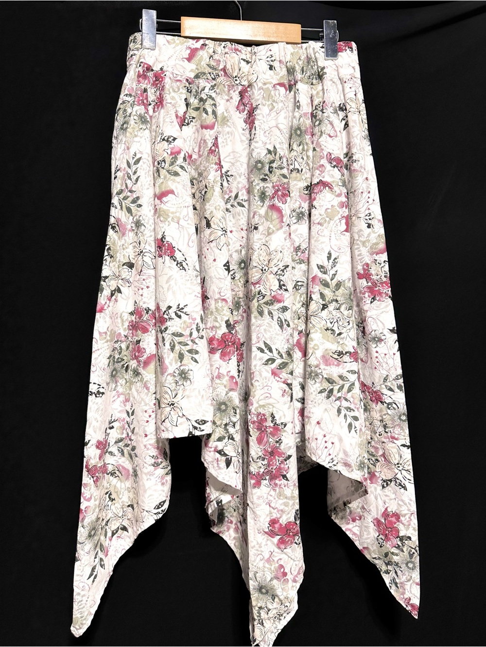Floral Handkerchief Hem Skirt Fairycore Poetcore Coquette Boho Romantic Small